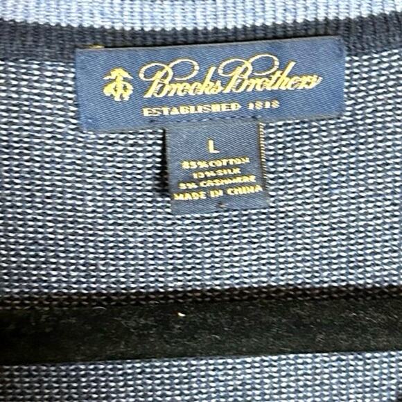 Brooks Brothers Men’s V Neck Cotton/Cashmere/Silk Blend Sweater Blue Size Large - Picture 8 of 8